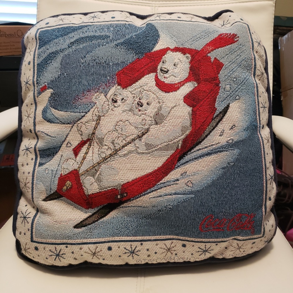 Vtg Coca Colaβ Pillow Polar Bear